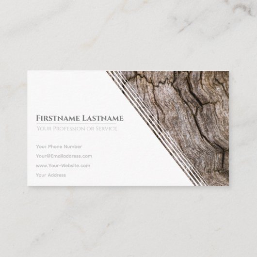 白いエレガント楕円形の木製スタイル木目 名刺 (裏面)