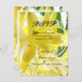 白いエレガント渦巻き旋回RSVP付き黄色のヒヤシンス インビテーションポストカード (正面/裏面)