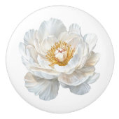 白いエレガント牡丹の花のフランスの農家 セラミックノブ (正面)