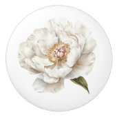 白いエレガント牡丹の花のフランスの農家 セラミックノブ (正面)