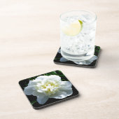 白いエレガント牡丹フローラ白い花写真 コースター (右側)