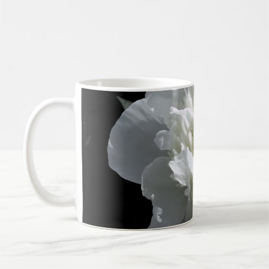 白いエレガント牡丹フローラ白い花写真 コーヒーマグカップ (左)
