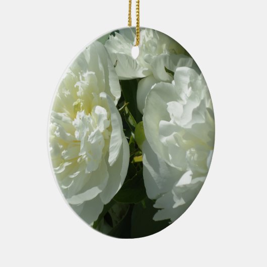 白いエレガント牡丹フローラ白い花写真 セラミックオーナメント (右)