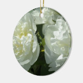 白いエレガント牡丹フローラ白い花写真 セラミックオーナメント (左)