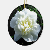 白いエレガント牡丹フローラ白い花写真 セラミックオーナメント (左)
