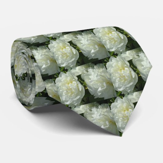 白いエレガント牡丹フローラ白い花写真 ネクタイ (ロール)