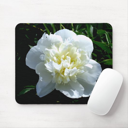白いエレガント牡丹フローラ白い花写真 マウスパッド (マウス)