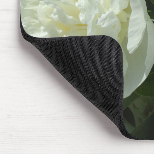 白いエレガント牡丹フローラ白い花写真 マウスパッド (コーナー)