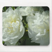 白いエレガント牡丹フローラ白い花写真 マウスパッド (正面)