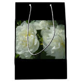 白いエレガント牡丹フローラ白い花写真 ミディアムペーパーバッグ (正面)