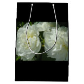 白いエレガント牡丹フローラ白い花写真 ミディアムペーパーバッグ (裏面)