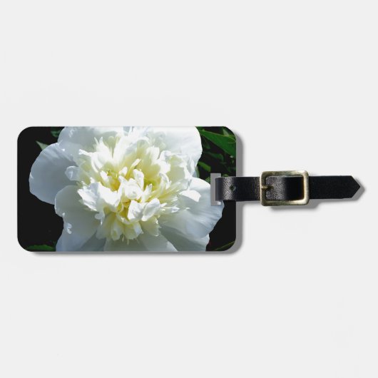 白いエレガント牡丹フローラ白い花写真 ラゲッジタグ (正面横)
