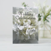 白いエレガント牡丹フローラ白い花写真 招待状 (スタンド正面)