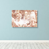 白いエレガント羽毛オン赤面ピンクの花 キャンバスプリント (インサイチュ (ウッドフロア))