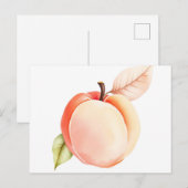 白いエレガント背景に水色の桃 ポストカード (正面/裏面)