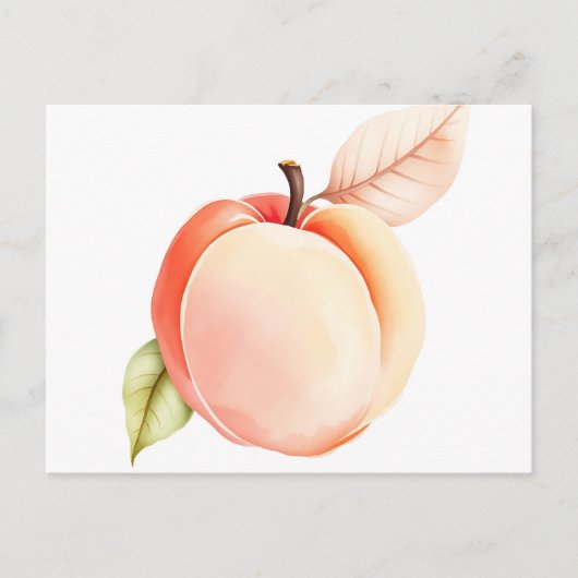 白いエレガント背景に水色の桃 ポストカード (正面)