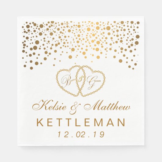 白いエレガント背景の金ゴールド紙吹雪 スタンダードランチョンナプキン (正面)