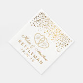 白いエレガント背景の金ゴールド紙吹雪 スタンダードランチョンナプキン (角)