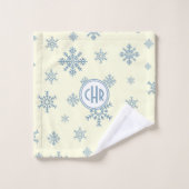 白いエレガント背景の青い雪 バスタオルセット (ウォッシュタオル)