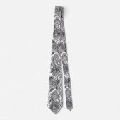 白いエレガント背景の黒いペイズリー ネクタイ (正面)