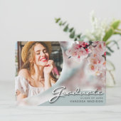 白いエレガント花のスクリプト |写真モダングラード 案内状 (スタンド正面)