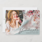 白いエレガント花のスクリプト |写真モダングラード 案内状 (正面)