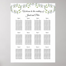 白いエレガント蘭の座席表 ポスター
