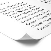 白いエレガント蘭の座席表 ポスター (角)