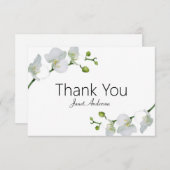 白いエレガント蘭サンキューカード サンキューカード (正面/裏面)