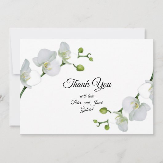 白いエレガント蘭 サンキューカード (正面)