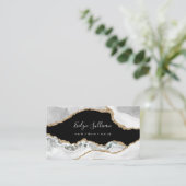 白いエレガント金ゴールドが黒に上がる 名刺 (スタンド正面)