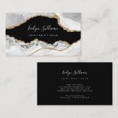 白いエレガント金ゴールドが黒に上がる 名刺 (正面/裏面)