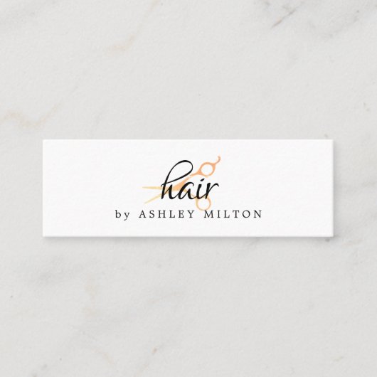 白いエレガント金ゴールドはさみフェイク美容師 スキニー名刺 (正面)
