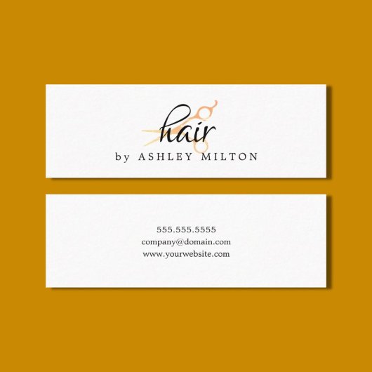 白いエレガント金ゴールドはさみフェイク美容師 スキニー名刺