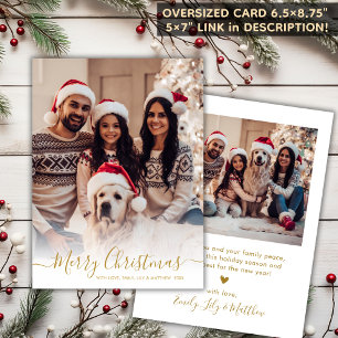 白いエレガント金ゴールドスクリプト2写真クリスマス シーズンカード