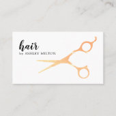 白いエレガント金属フェイク鋏ヘアスタイリスト 名刺 (正面)