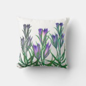 白いエレガント青い紫の花の葉の束 クッション (正面)