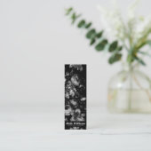 白いエレガント黒い花ヴィンテージフローラ スキニー名刺 (スタンド正面)