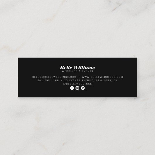 白いエレガント黒い花ヴィンテージフローラ スキニー名刺 (裏面)