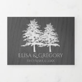 白いエンボスの木の灰色の木の冬の結婚式 三つ折り招待状 (カバー)