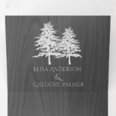 白いエンボスの木の灰色の木の冬の結婚式 三つ折り招待状 (内部最初)