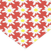 白いエーデルワイスの花模様(赤) ショートテーブルランナー (コーナー)