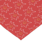 白いエーデルワイス輪郭パターン赤 ショートテーブルランナー (コーナー)