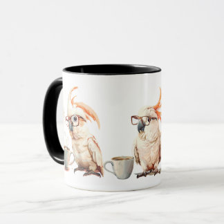白いオウムがコーヒーを楽しむ マグカップ