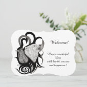 白いオオカミとカラス - テキストを追加 招待状 (スタンド正面)