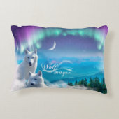 白いオオカミと北の光のペア アクセントクッション (裏面)