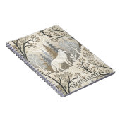 白いオオカミの穏やかな冬の森の風景 ノートブック (右側)