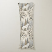 白いオオカミの穏やかな冬の森の風景 ボディピロー (正面縦)