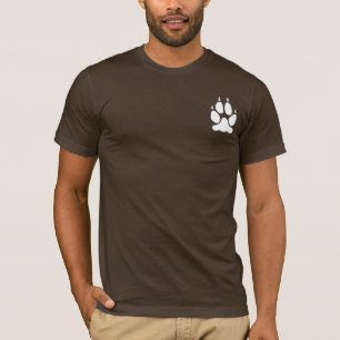 白いオオカミの足のプリントのシルエット Tシャツ