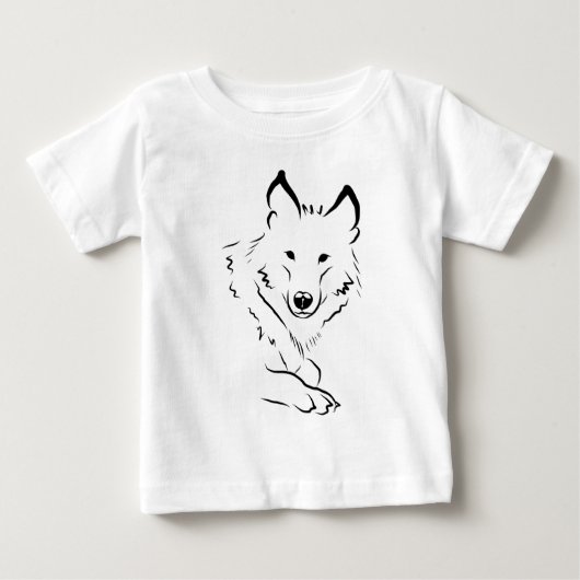 白いオオカミ ベビーTシャツ (正面)